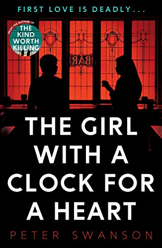 Silhouettes of a man and woman stand against a red-lit window in this book cover.