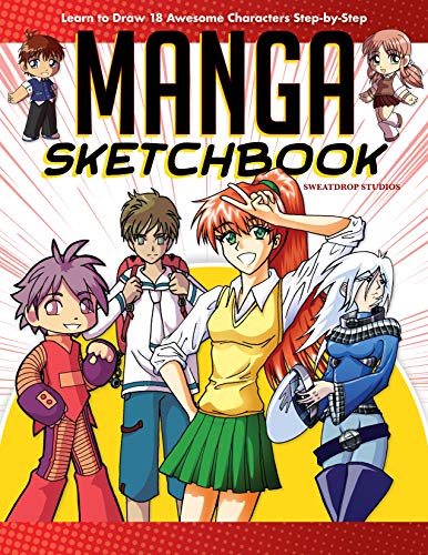 Manga sketchbook cover featuring colorful anime-style character illustrations.