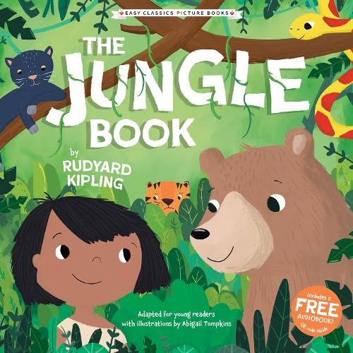 Cover of "The Jungle Book" featuring Mowgli, Baloo, and Bagheera.