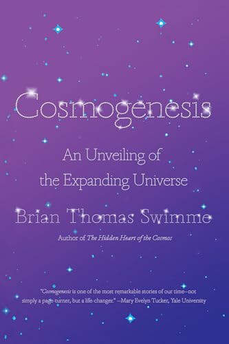 Book cover: "Cosmogenesis" with purple nebula and sparkling stars.