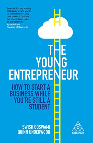 Book cover: “The Young Entrepreneur” with a ladder to a cloud.