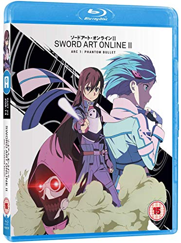 Anime characters and a masked figure on a Sword Art Online II Blu-ray case.