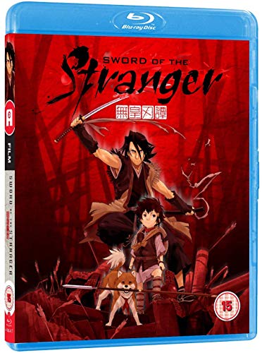 Blu-ray cover for āSword of the Strangerā featuring anime characters and swords.