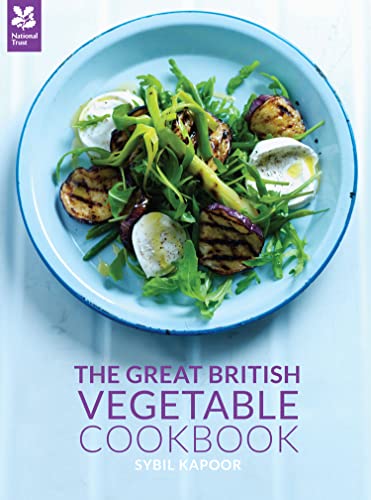 Cookbook cover featuring grilled vegetables on a blue plate, title text below.