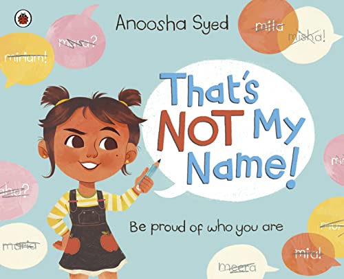 Book cover featuring a young girl holding a pencil surrounded by crossed-out name bubbles.
