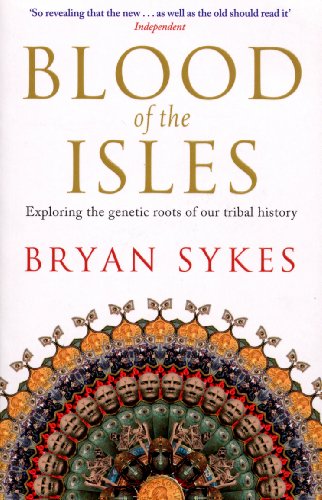 Book cover: “Blood of the Isles” by Bryan Sykes, with ornate design.