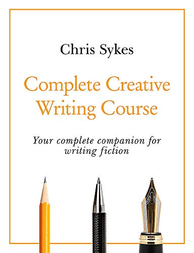 Book cover with writing tools: pencil, pen, and fountain pen.