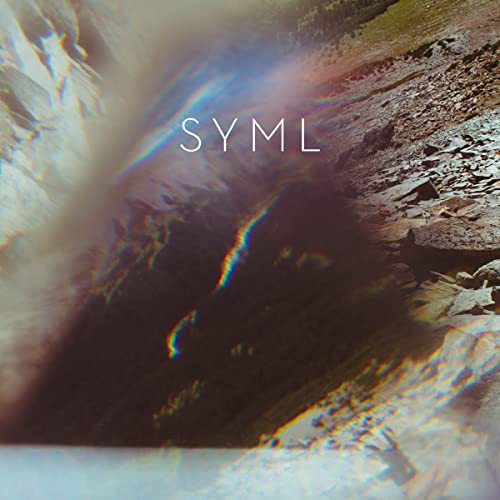 SYML album cover with distorted, colorful landscape and text.