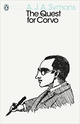 Book cover: “The Quest for Corvo” with a sketched portrait of a man.