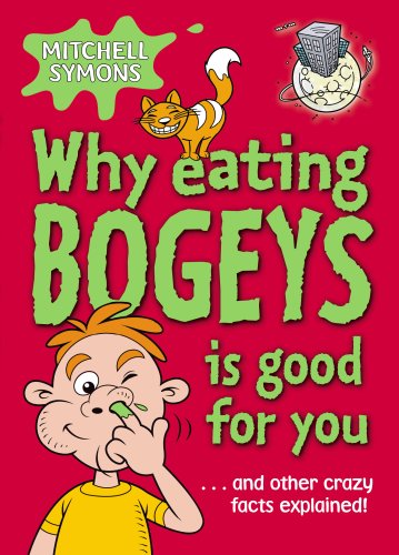 Book cover: cartoon boy picking his nose, cat, and city illustration.