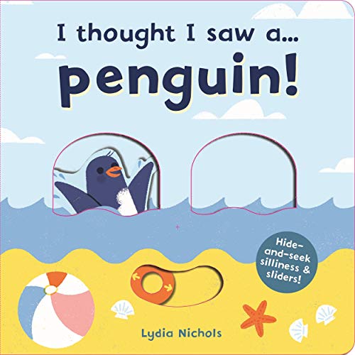 Children's book cover with a penguin peeking through wave-shaped cutouts.