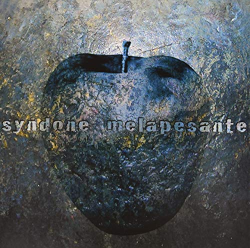 Dark, textured album cover featuring a bruised apple and band name “Syndone”.