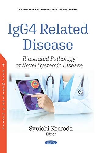 Book cover for “IgG4 Related Disease” showing medical imaging and a doctor.