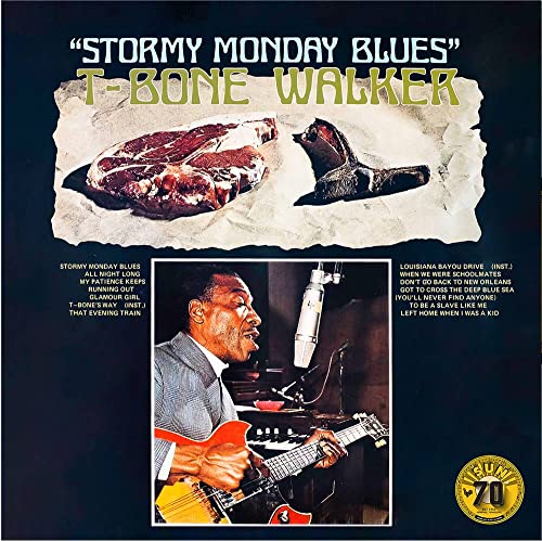 T-Bone Walker album cover featuring a musician with a guitar and meat imagery.