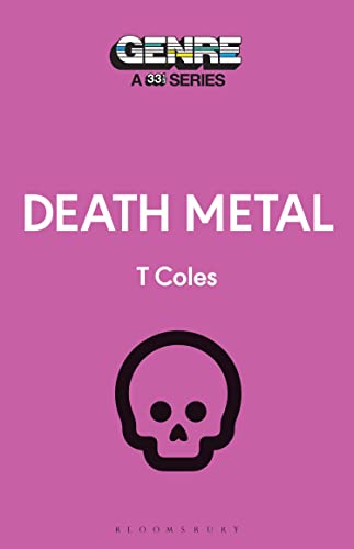 Book cover: purple background, skull graphic, and white "Death Metal" text.