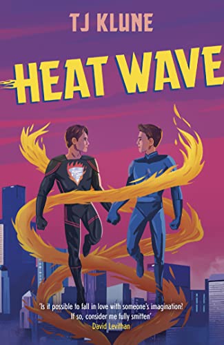 Book cover: two men in superhero suits surrounded by flames.