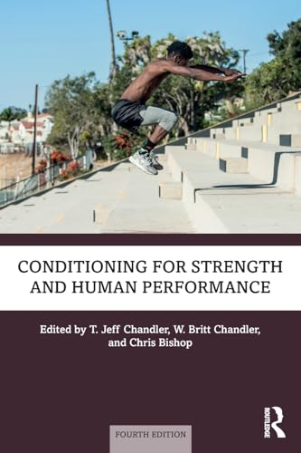 Book cover: athlete running stairs, title “Conditioning for Strength and Human Performance.”