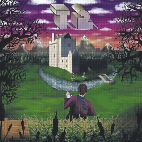 T2" vinyl album cover: castle landscape with figures and a waving man.