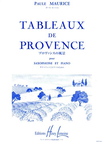 Sheet music cover for Tableaux de Provence with a blue landscape illustration on white.