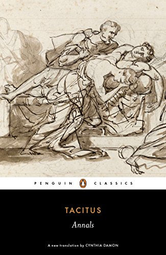 Book cover: “Annals” by Tacitus, Penguin Classics, with sketched figures.