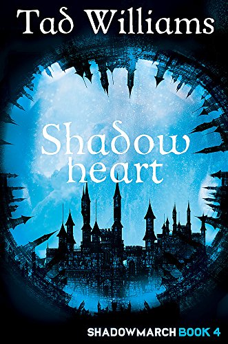 Book cover for Shadowheart by Tad Williams featuring a dark castle silhouette against blue moonlight.
