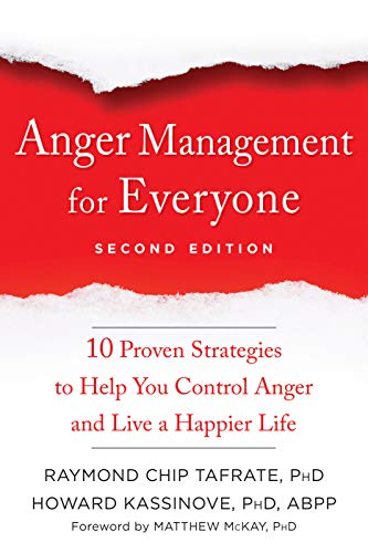 Red book cover with white text: "Anger Management for Everyone," second edition.