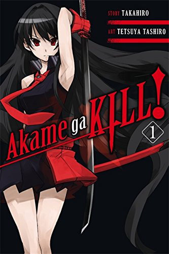Manga cover featuring a black-haired girl holding a sword, titled Akame ga KILL! Vol 1.