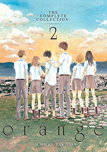 Six students stand on a grassy hill overlooking a city at sunset.