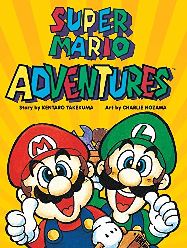 Cover of Super Mario Adventures comic book featuring Mario and Luigi on yellow background.