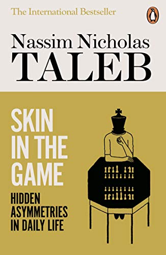 Book cover: "Skin in the Game" by Nassim Nicholas Taleb, with chess pieces.