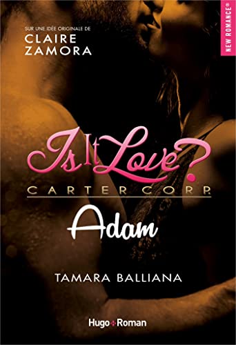 Romance novel cover with embracing couple and title "Is It Love? Adam".