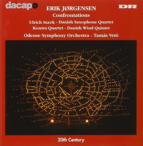 CD cover for "Confrontations" by Erik Jørgensen, with abstract golden design.