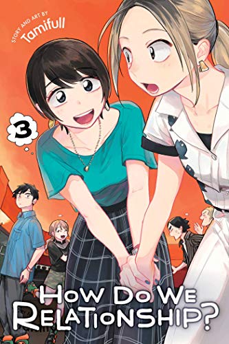 Manga cover showing two young women holding hands against an orange background.