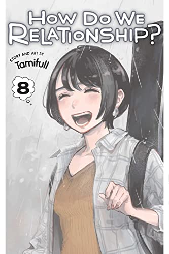 Manga cover featuring a smiling woman with short black hair standing in the rain.