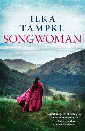 Book cover: “Songwoman” by Ilka Tampke, featuring a woman in a red cloak.