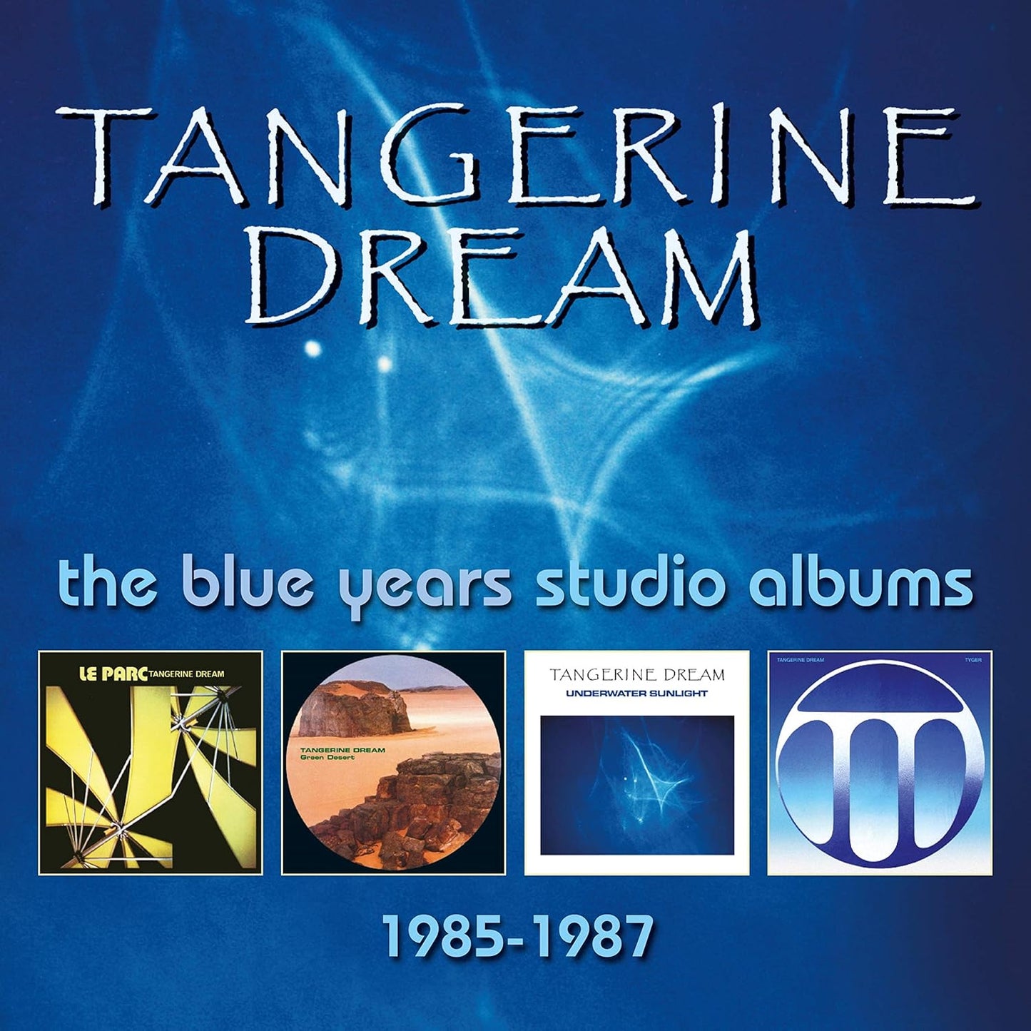 Tangerine Dream album cover featuring four album artworks in blue tones.