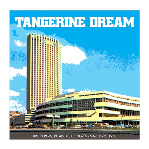 Tangerine Dream album cover featuring a tall building and concert hall.