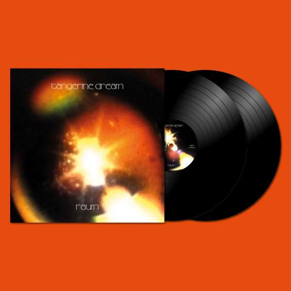 Tangerine Dream's "Raum" double vinyl record with abstract, colorful cover art.