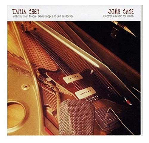 "CD cover featuring a prepared piano with objects inside, names and title at top."
