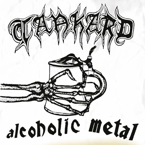 Black and white album cover featuring a skeletal hand holding a tankard.