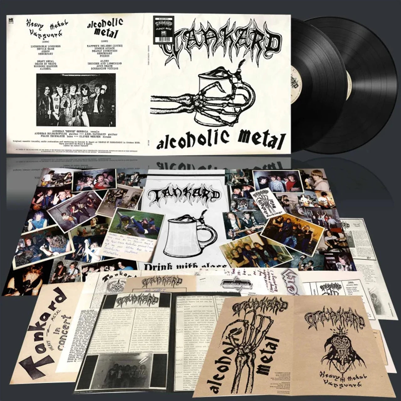 Tankard “Alcoholic Metal” vinyl record with album art and included inserts.