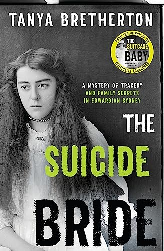 Book cover: a vintage portrait of a woman with the title “The Suicide Bride”.
