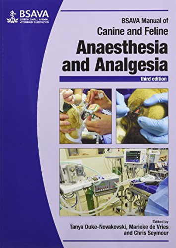 Blue book cover with images of veterinary anesthesia and medical equipment.