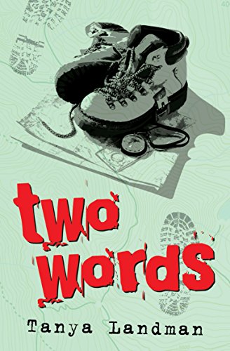 Book cover: hiking boot, map, compass, and bold red text "two Words".