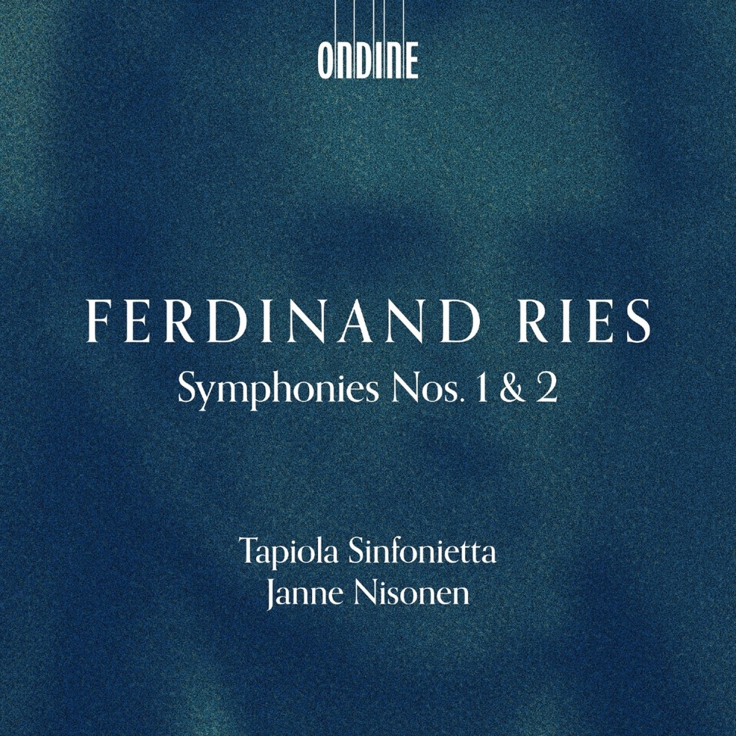 CD cover for Ferdinand Ries symphonies, featuring dark blue textured background.