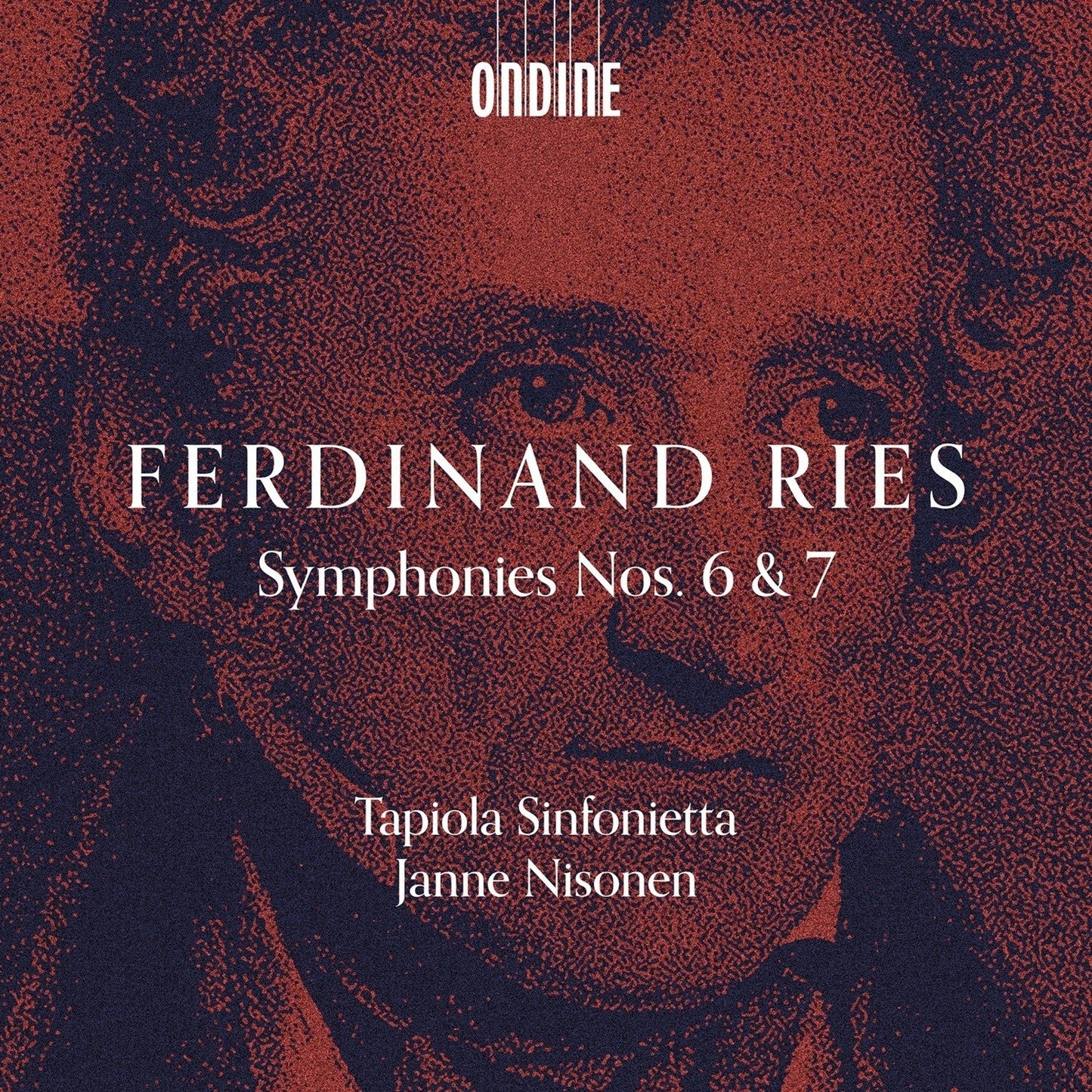 CD cover for Ferdinand Ries symphonies, featuring a portrait and red background.