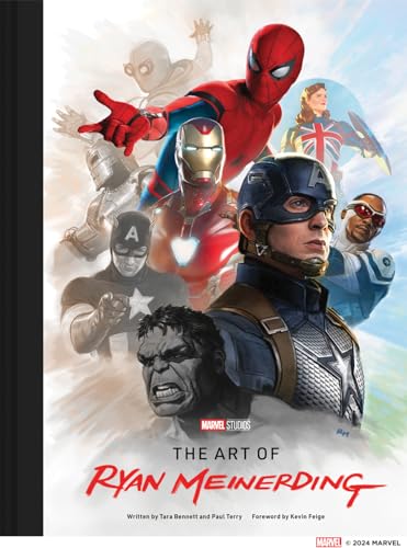 Book cover featuring concept art of Marvel superheroes, including Iron Man and Spider-Man.