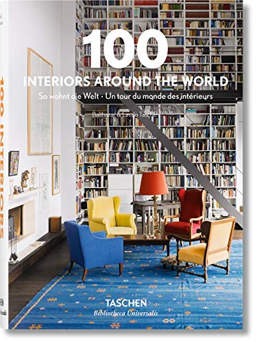 Book cover showing a living room with colorful armchairs, a blue rug, and bookshelves.