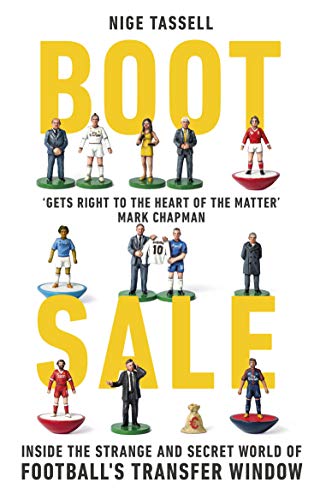 Book cover with yellow title “Boot Sale” and miniature football figures.