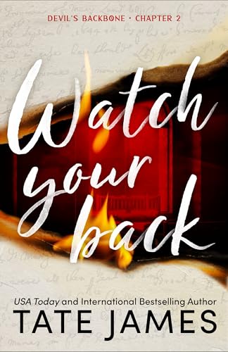 Book cover: "Watch Your Back" with flames and script text.